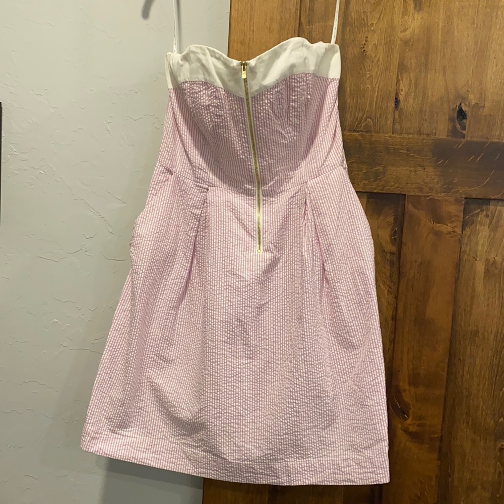 Lilly Pulitzer white and pink seersucker dress